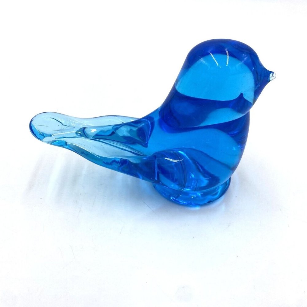 Vintage Happy Little Bluebird Titan Art Glass Signed W. Ward 1997 Bird
